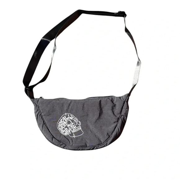 Morally Gray Nylon Puffy Crescent Shoulder Bag - Picture 2 of 6